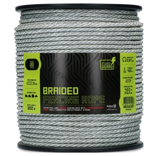 ZoneGuard 6 mm braided fencing rope white and green 200 m